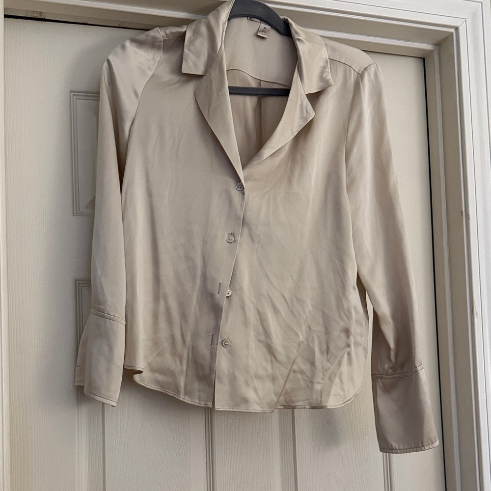 100% silk cream top